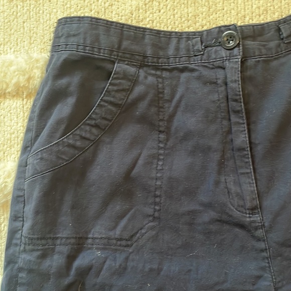 Karen Scott Bermuda shorts navy blue pockets back elastic waist cotton size 10 - Picture 2 of 10